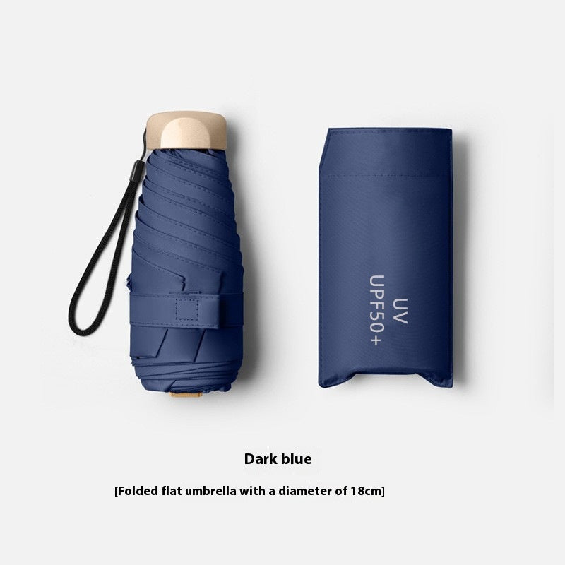 Flat Five-fold Six-bone Sun Protection Sunshade Mini Capsule Umbrella
