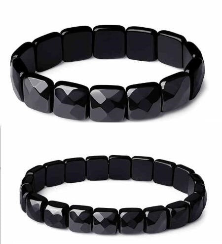 Men And Women Couple Natural Obsidian Bracelet