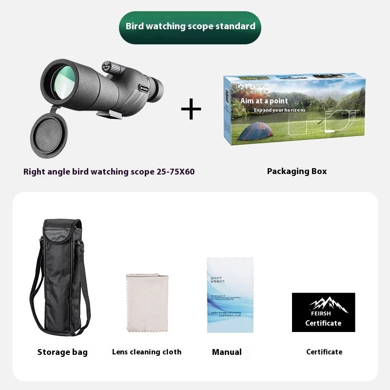 25-75x60 Zoom Monocular Telescope HD High Power Large Diameter Spotting Scope