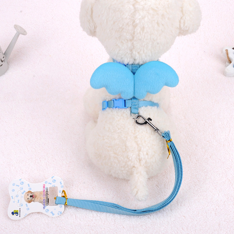 Pet Walking Dog Angel Wings Hand Holding Rope