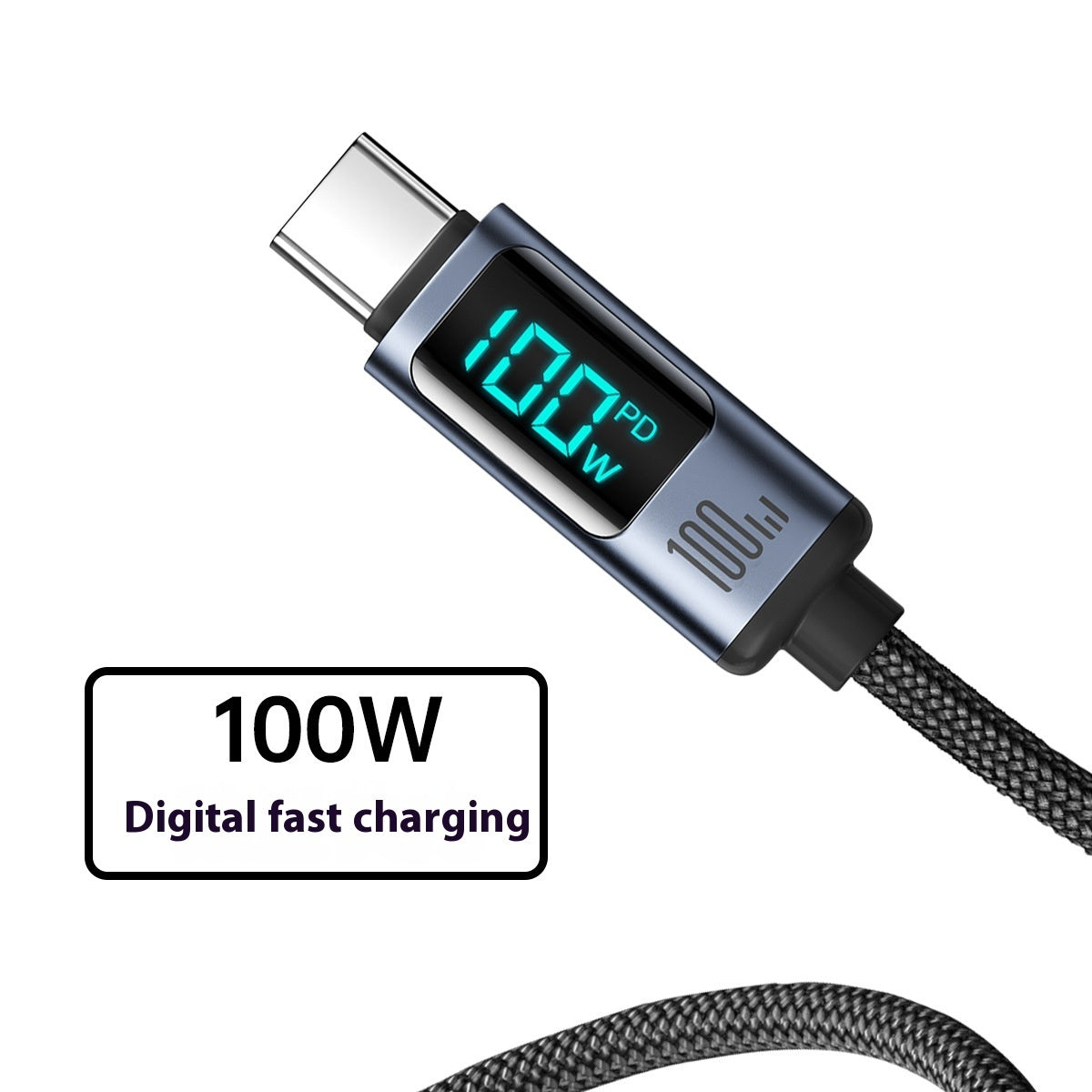 PD20 Charging 66W Charge Braiding Thread Aluminum Alloy Digital Display Fast Charge Data Cable