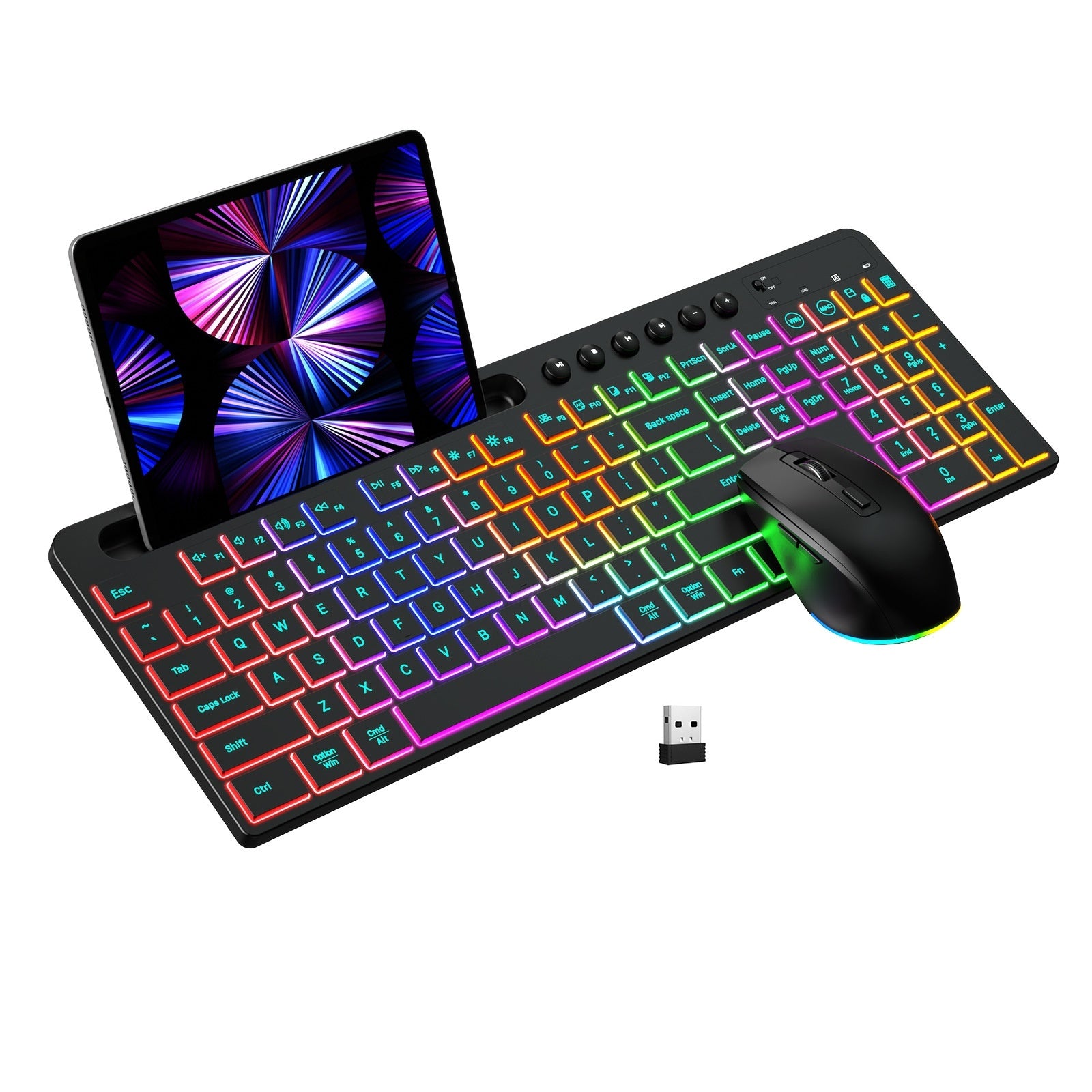 Wireless Keyboard And Mouse One-piece Set With Card Slot Luminous