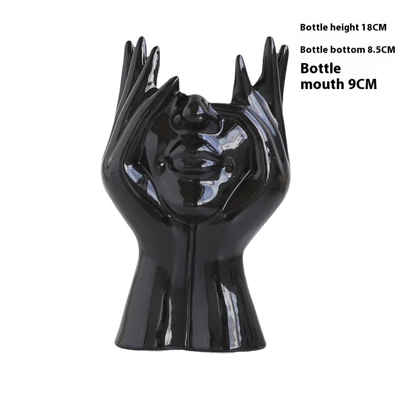 Black Ceramic Vase Body Art Ornament
