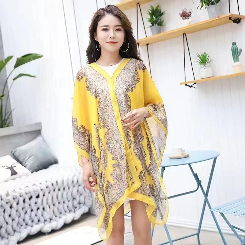 Summer Long-sleeve Women's Cycling Sunscreen Scarf Beach Scarf