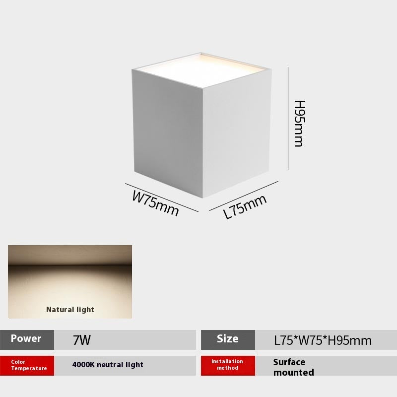 Led Surface Mounted Downlight Square Punch Free Ceiling Lamp