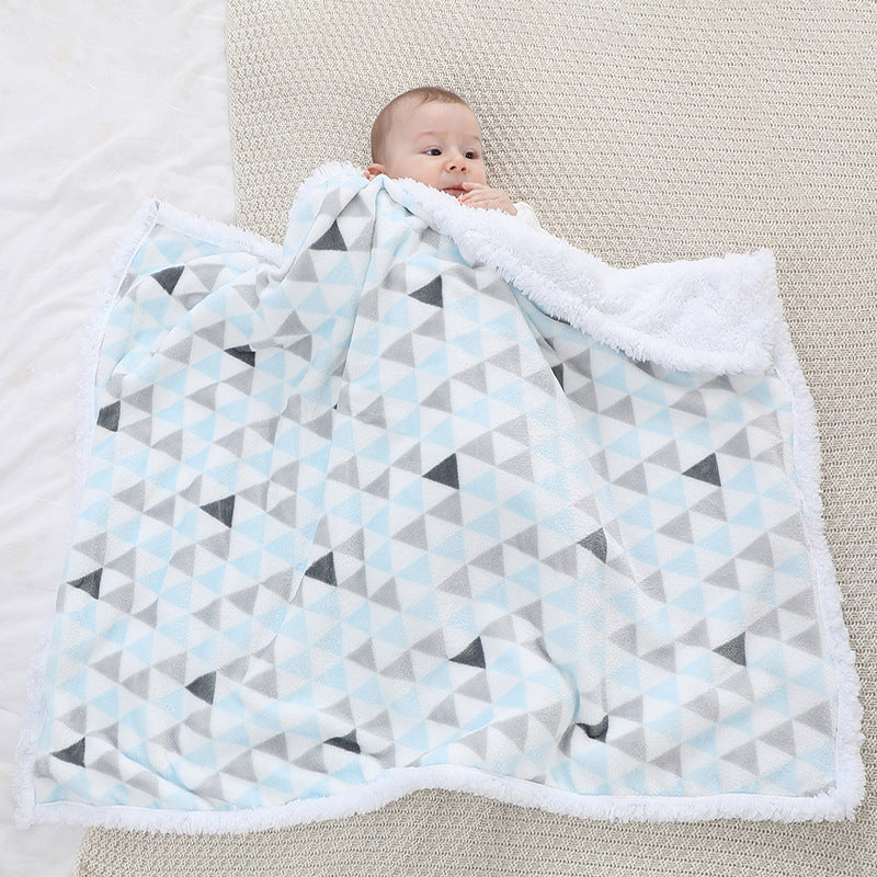 Newborn Autumn And Winter Double Layer Wrapping Blanket Lambswool Folding Edge