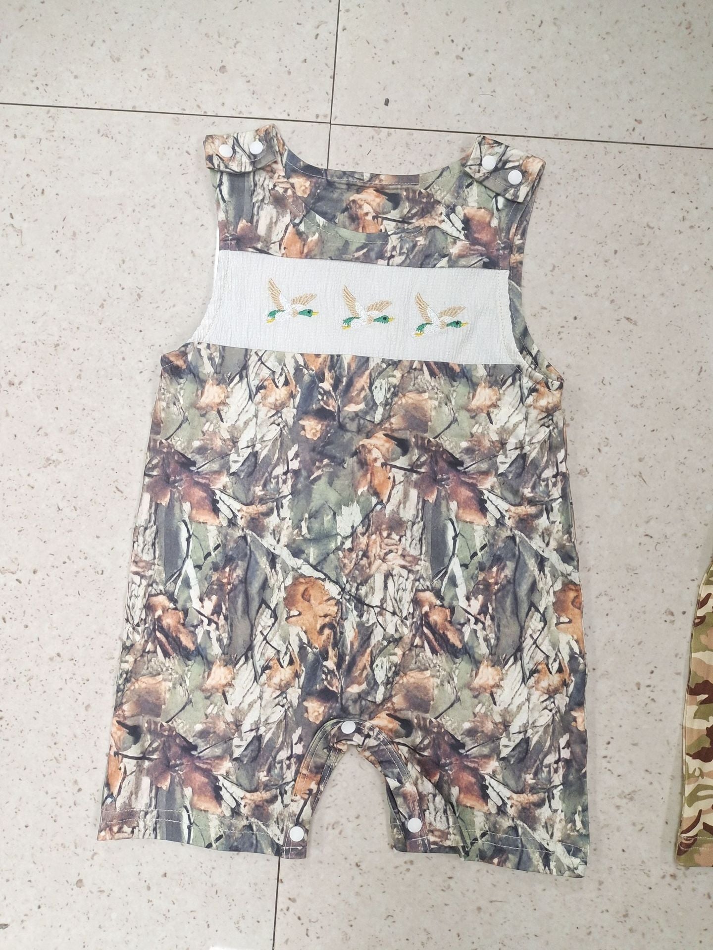 Infant Toddler Sleeveless Duck Embroidered Romper