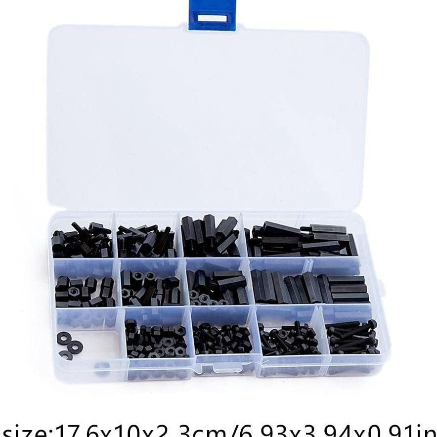 Black M3 Plastic Nylon Screw Nut Hex Isolation Column Gasket Suit