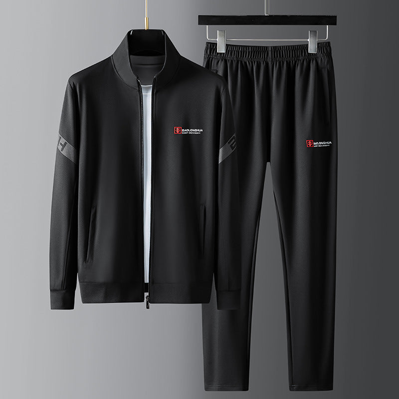 Men's Casual Sports Micro-elastic Baggy Coat Trousers Two-piece Suit
