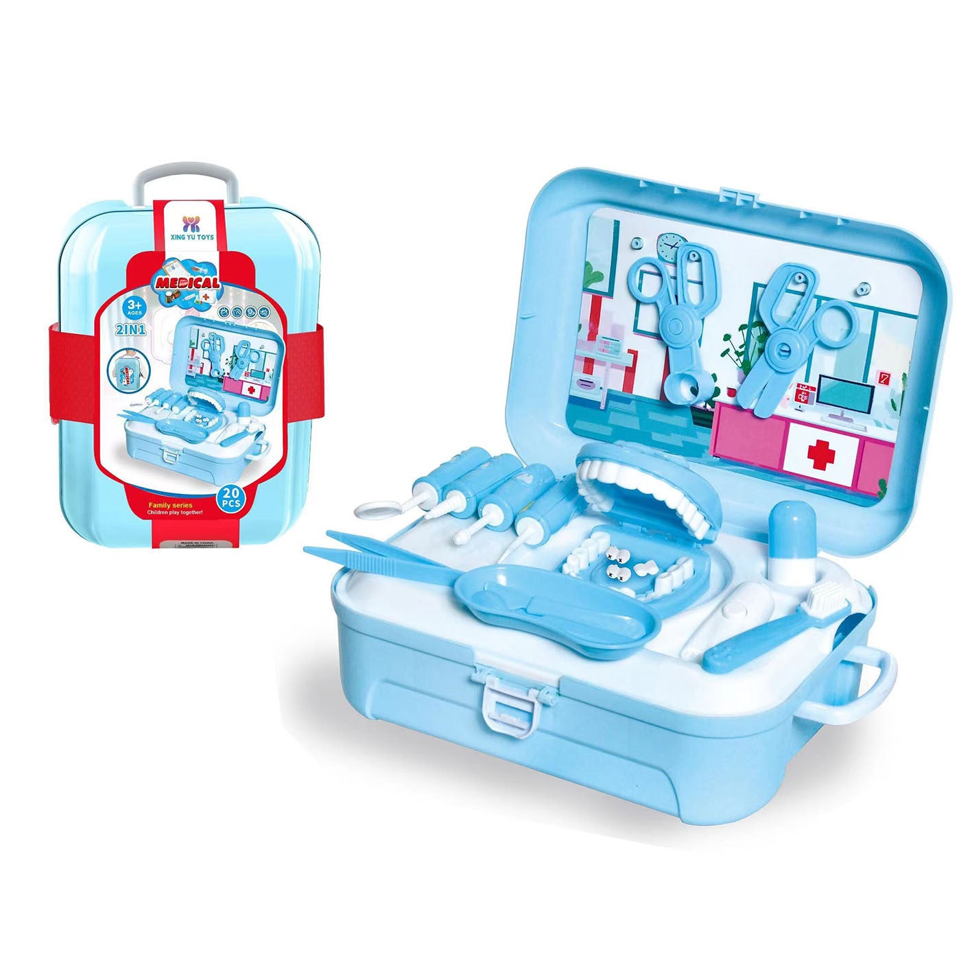 Toy Backpack Storage Box Two-in-one Children Play House Doctor Toy