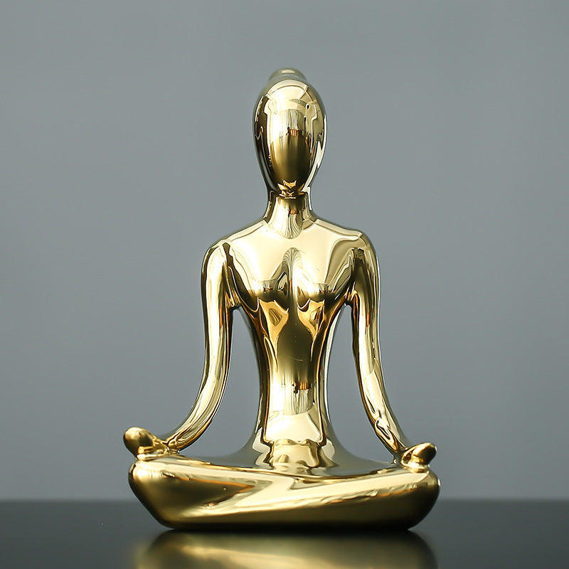 Minimalist Creative Gold Plated Yoga Girl Small Ornaments