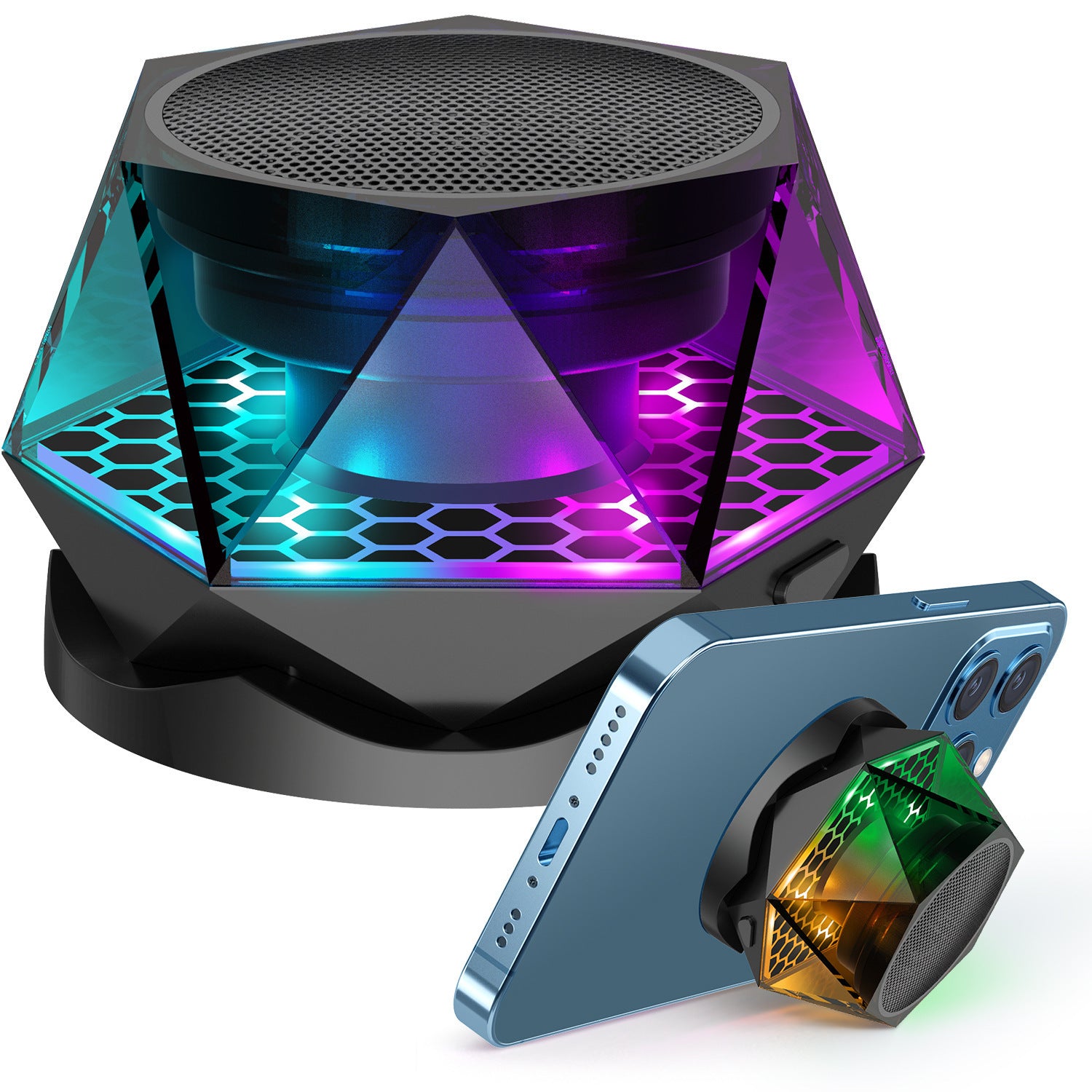 Magnetic Diamond Rgb Bluetooth Audio Wireless Convenient Mini