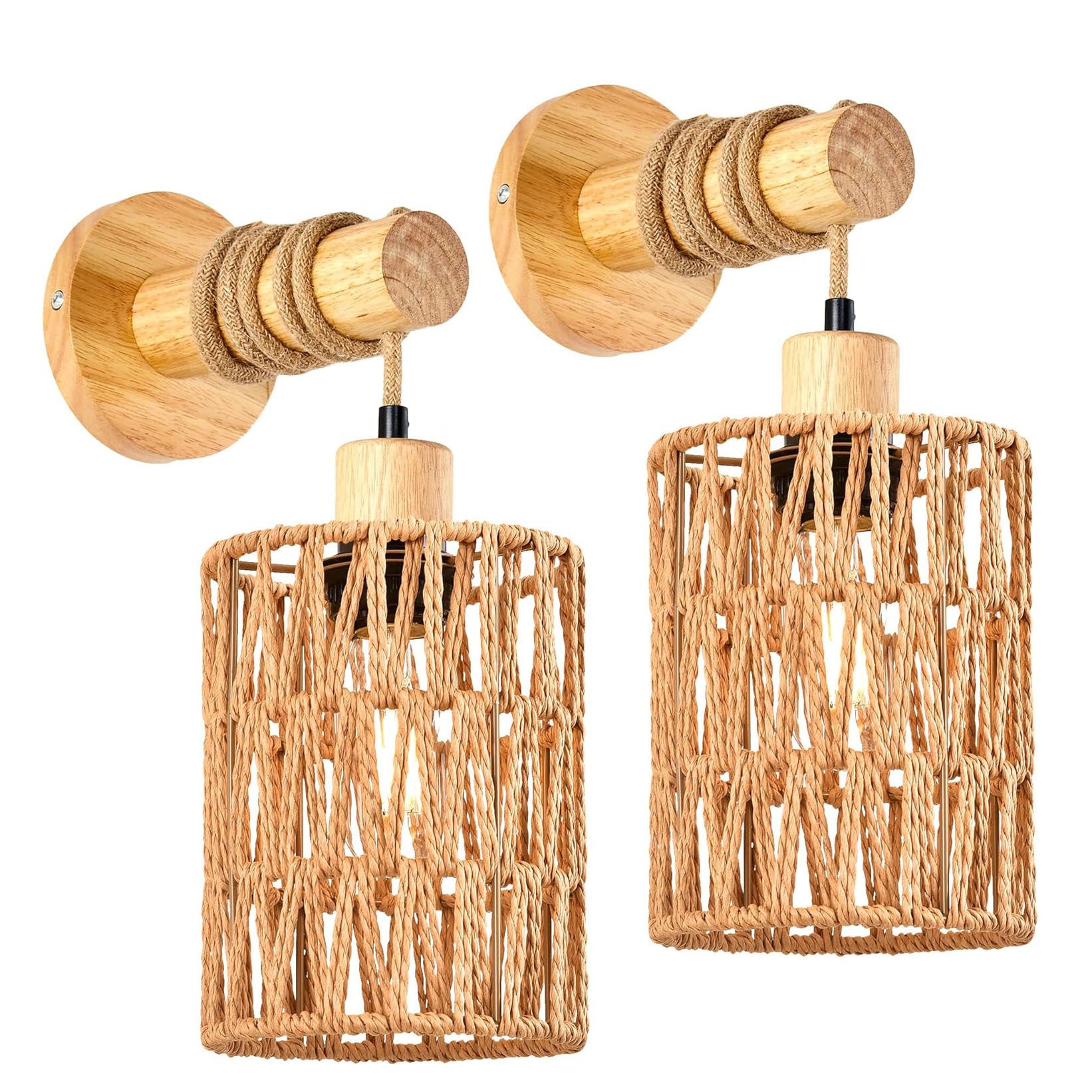 Wooden Bedroom Farmhouse Country Wall Lamps