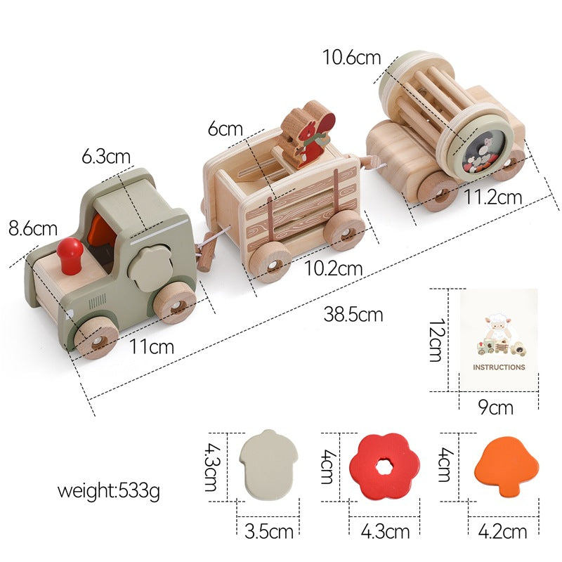 Wooden Baby Early Education Puzzle Multi-functional Train Shape Recognition Toy
