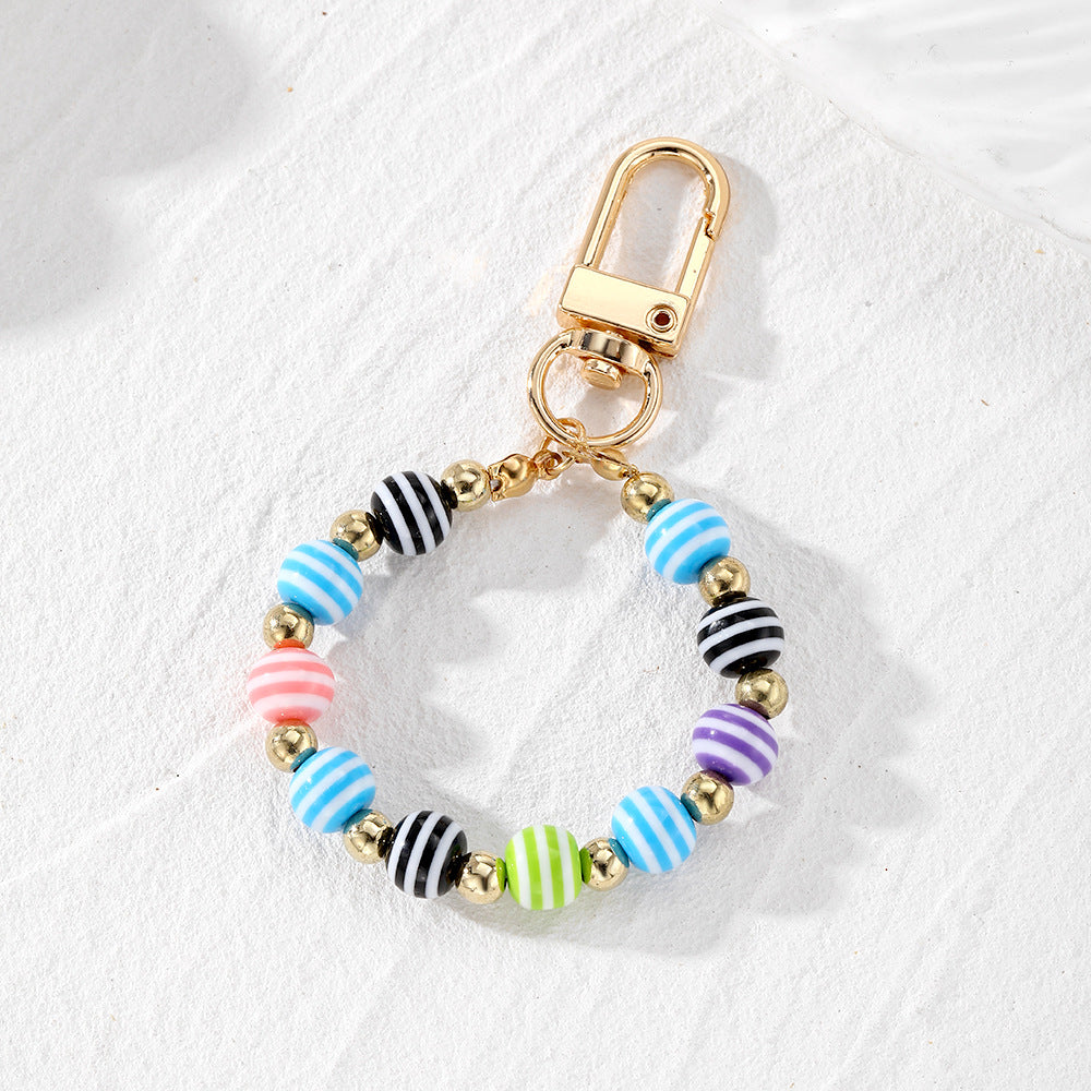 Retro Ethnic Style Beads String Keychain Pendant