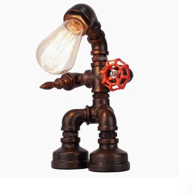 Iron Pipe Table Lamp Industrial Style Retro Water Pipe Robot Coffee