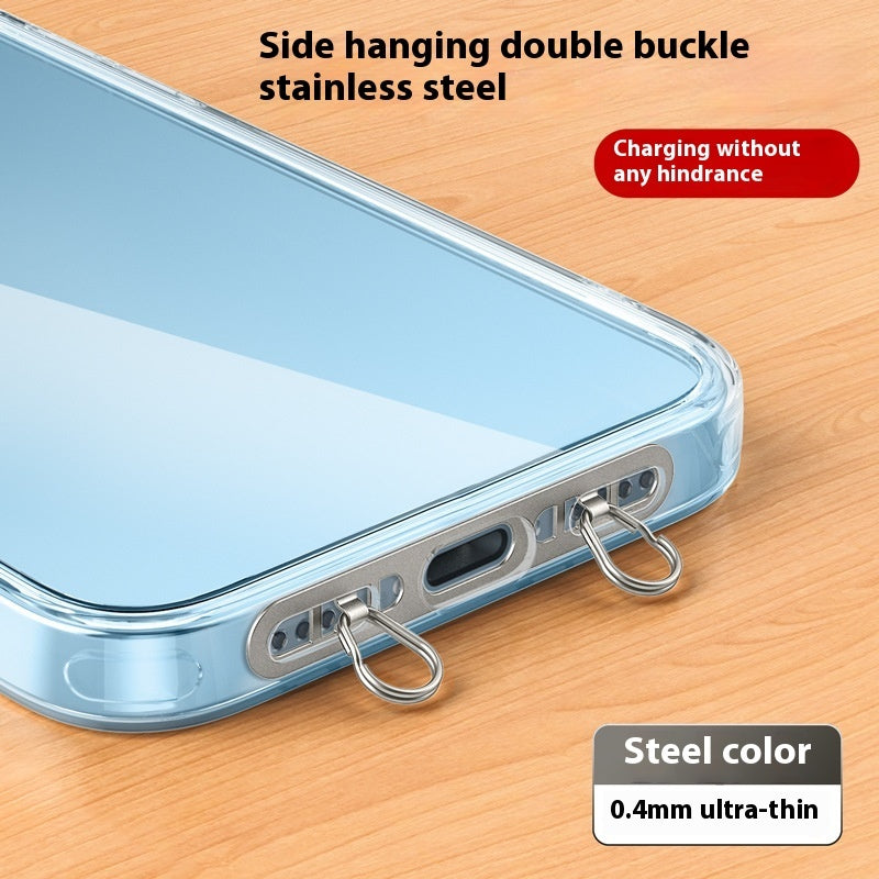 Mobile Phone Lanyard Stainless Steel Side Hanging Clip Anti-lost Double Buckle Gasket