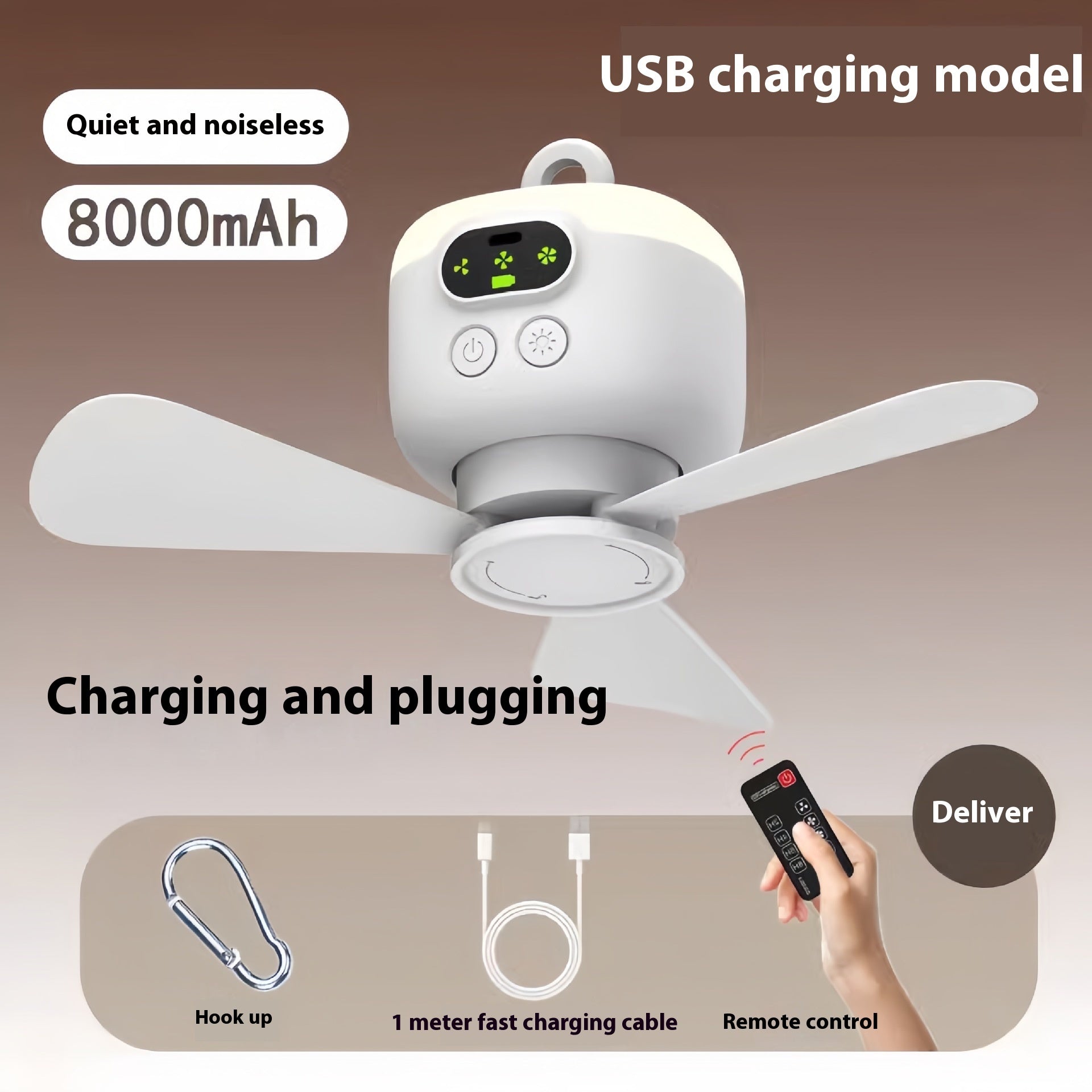 Fuke Remote Control Charging Usb Small-size Ceiling Fan