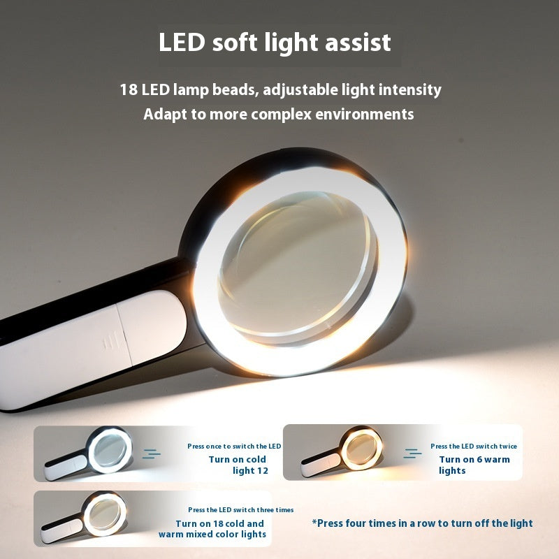 30 Times Magnifying Glass 18LED HD Handheld With LED Light