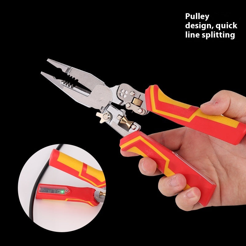 Alloy 8-in-1 Multi-function Electric Electrician Line Splitting Pliers