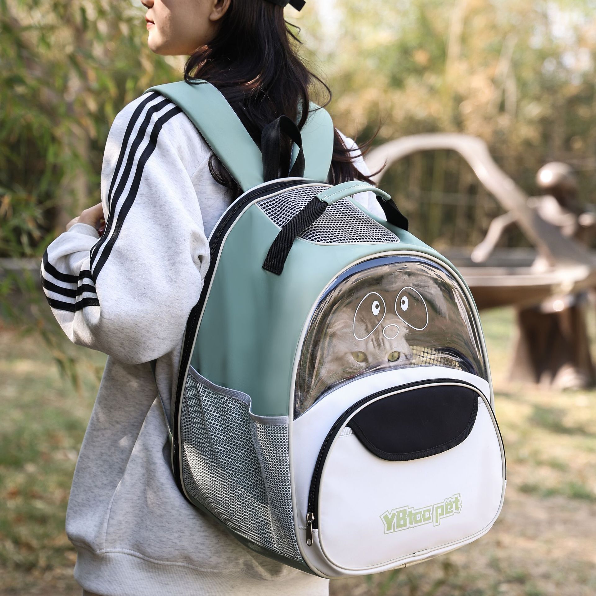 Oxford Cloth Cat Bag Portable Breathable Large Capacity Backpack