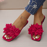Female Creative Flower Square Headed Flat Bottomed Slippers