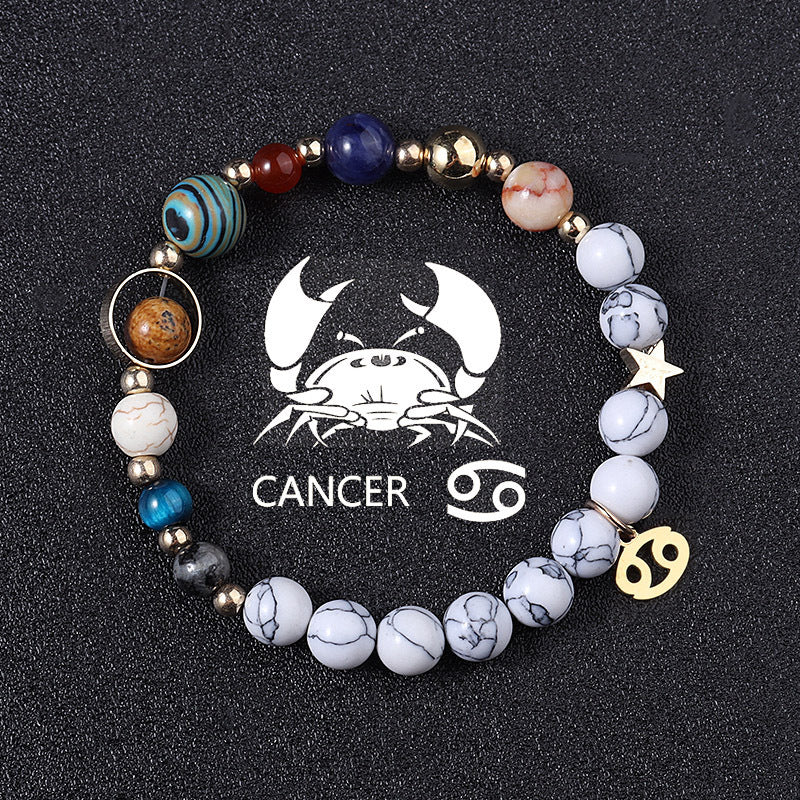 European And American Twelve Constellations Bracelets White Turquoise Eight Planets