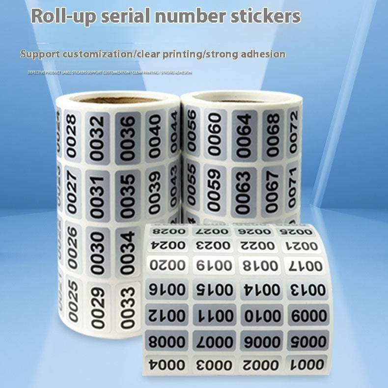 1-2000 Digital Label Serial Number Sticker Matte Silver Adhesive Label