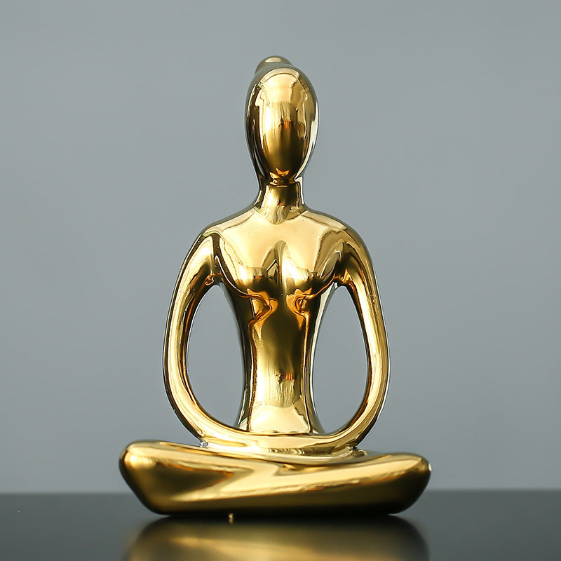 Minimalist Creative Gold Plated Yoga Girl Small Ornaments