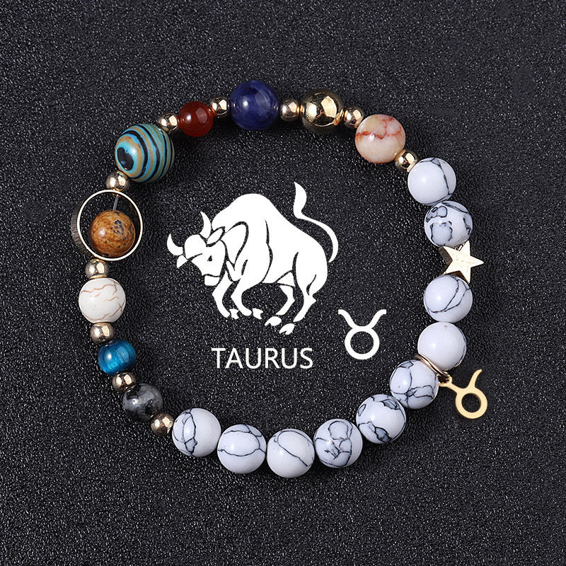 European And American Twelve Constellations Bracelets White Turquoise Eight Planets