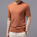 Spring And Summer New Knitted Round Neck Short-sleeved Shirt Bottoming Shirt For Men