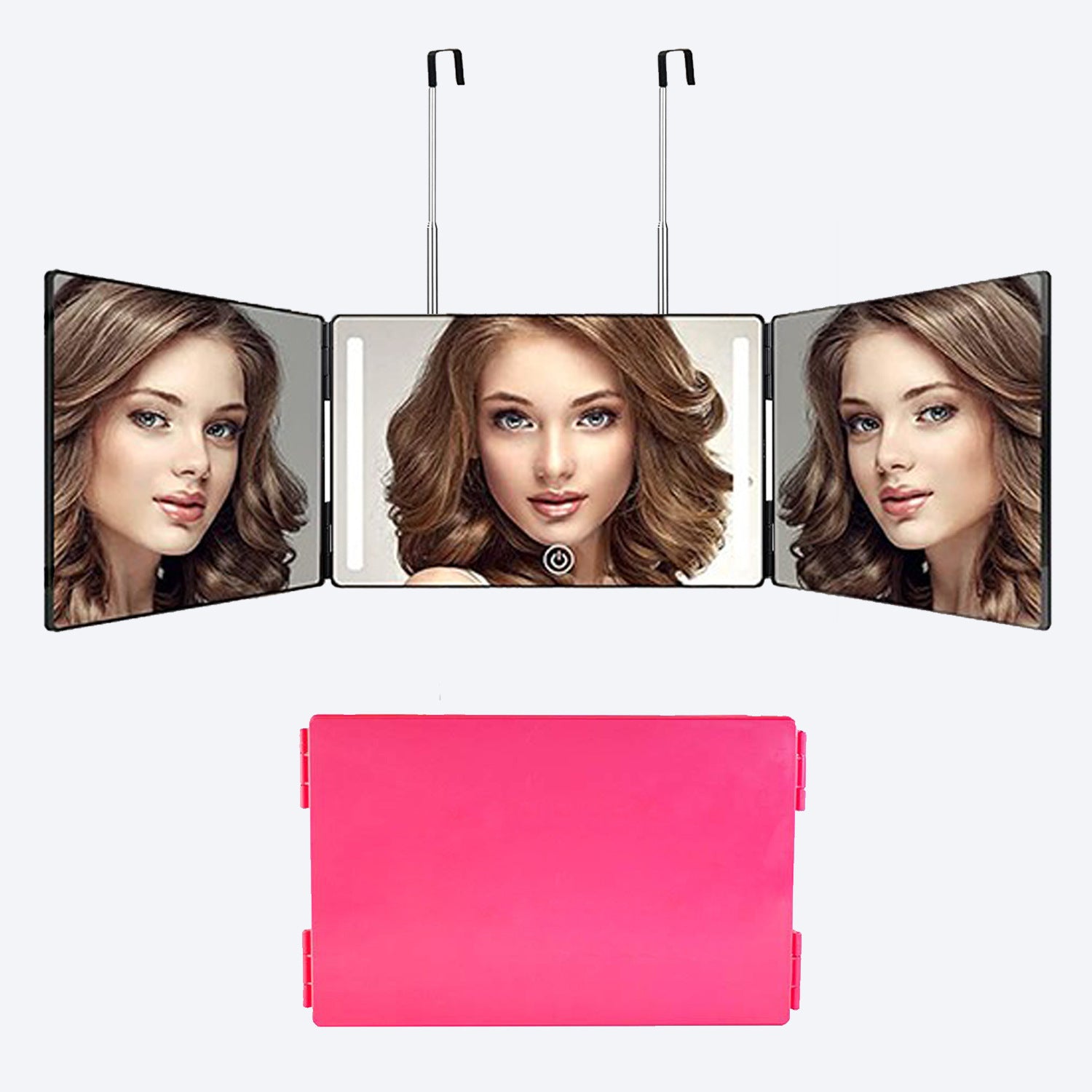 Cosmetic Mirror Retractable Adjustable Hanging Folding Three Sides