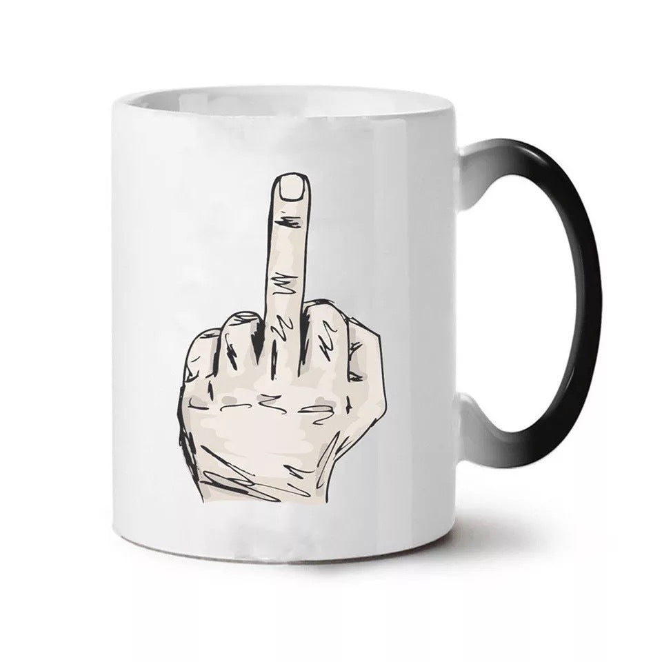 Creative Middle Finger Color Changing Mug Ceramic Thermal Gradient Temperature Sensing