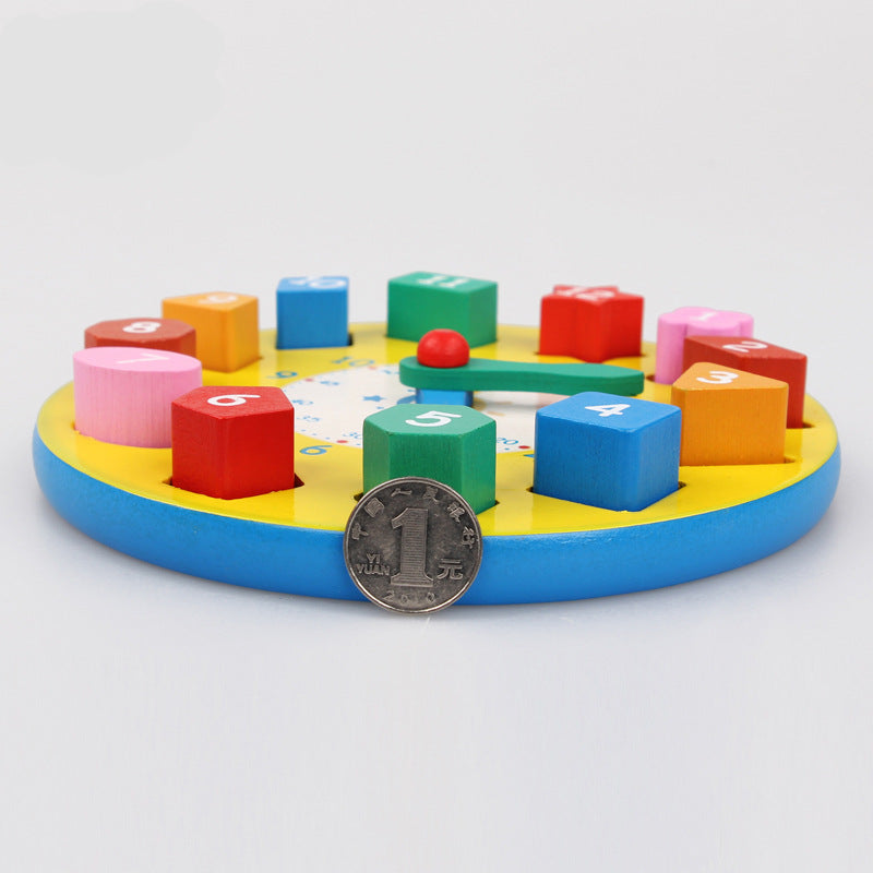 Shape Number Clock Teaching Aids Wooden