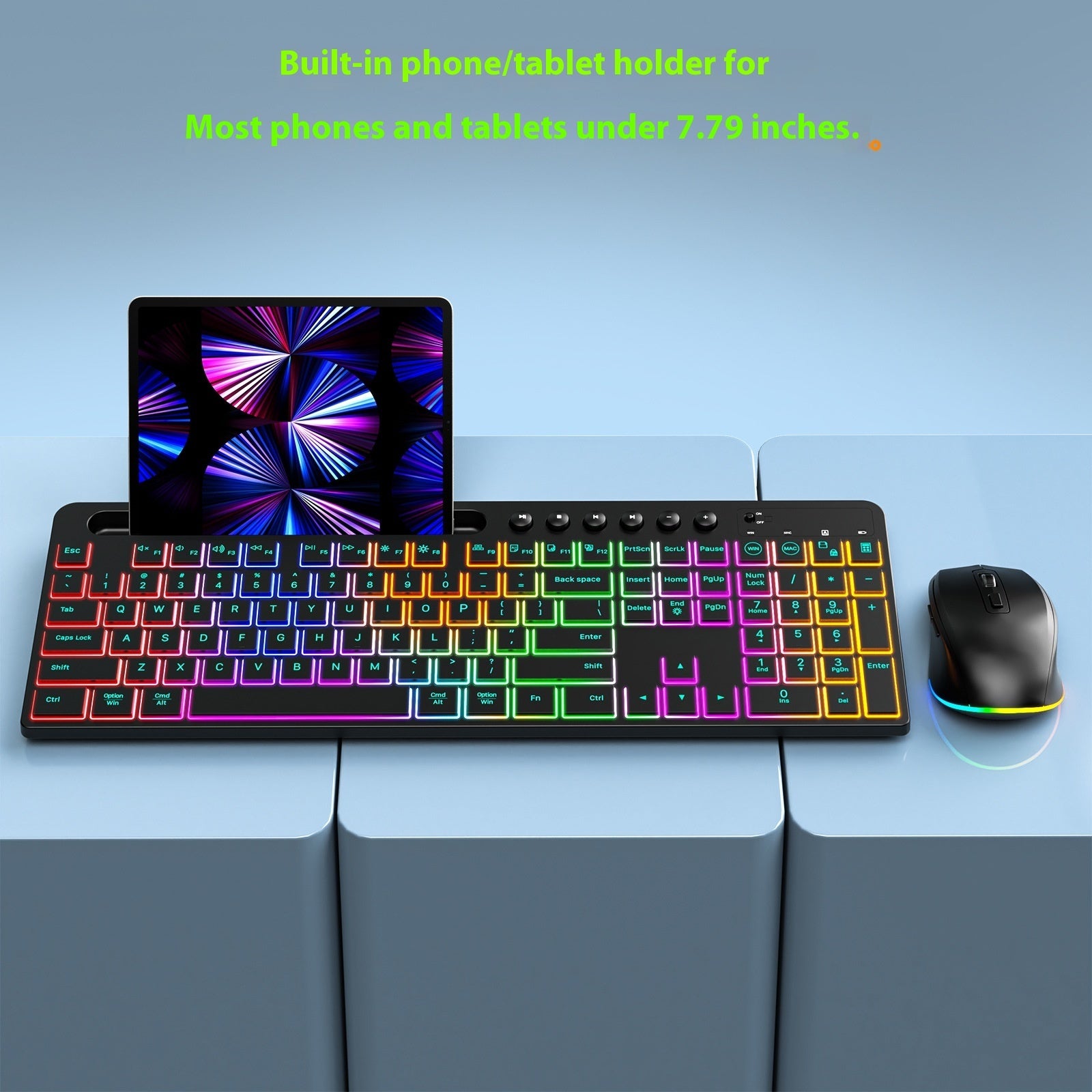 Wireless Keyboard And Mouse One-piece Set With Card Slot Luminous