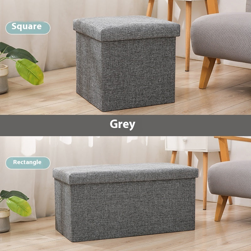 Household Folding Storage Organizer Sofa Shoe Changing Bench Cotton And Linen Storage Stool