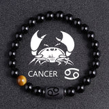 Twelve Constellation Black Glass Tiger-eye Bracelet