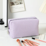 Capacity Wash Embroidered Stripes Travel Cosmetics Buggy Bag