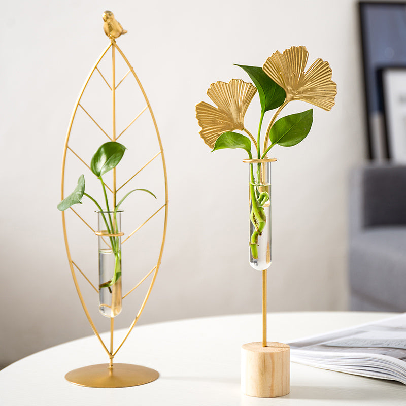 Golden Wrought Iron Ornaments Test Tube Vases
