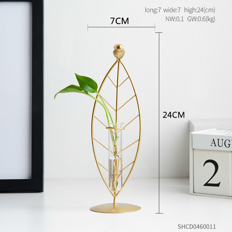 Golden Wrought Iron Ornaments Test Tube Vases