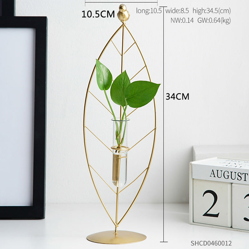 Golden Wrought Iron Ornaments Test Tube Vases