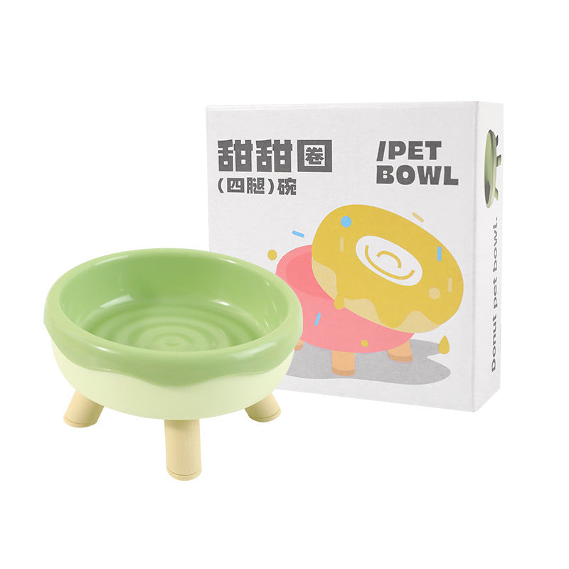 Pet Cat Bowl Donut Four Legs Cat Food Holder