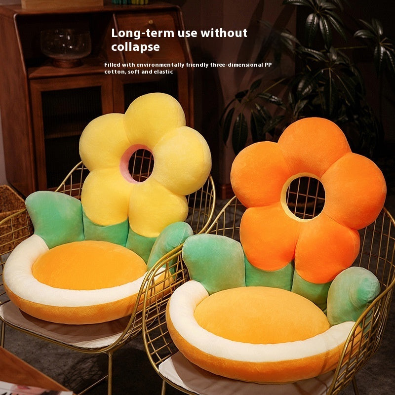 Cartoon Half-pack Waist Support Flower Futon Cushion