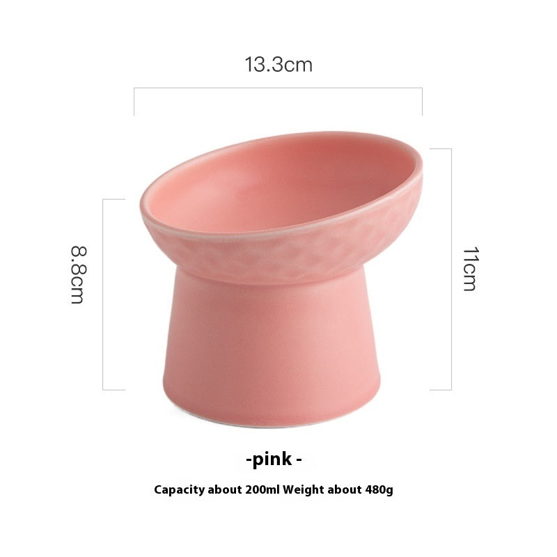 Oblique Mouth High Foot Candy Color Cat Bowl