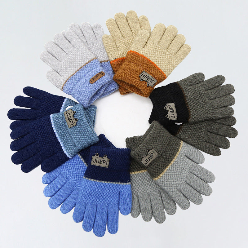Riding Children's Gloves Five Finger Knitting