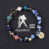 European And American Twelve Constellations Bracelets Blue Flame Agate Eight Planets Bracelet