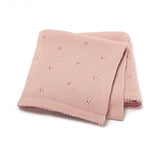 Baby Boys' And Girls' Knitted Solid Color Hollow-out Dot Quilt Quilt