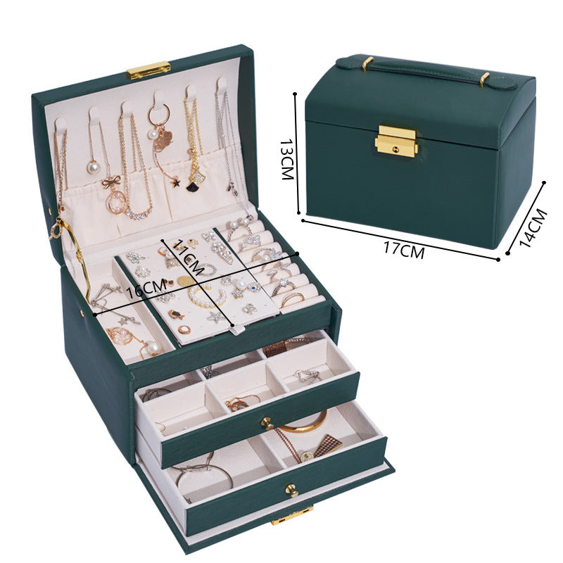 Three-layer Retro Jewelry Box With Lock