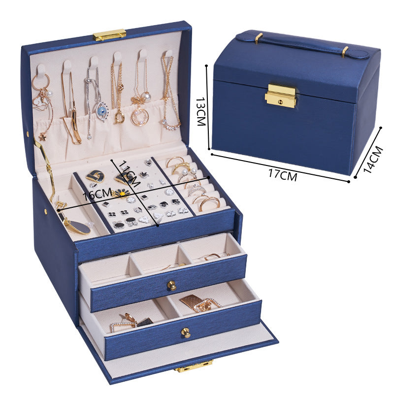 Three-layer Retro Jewelry Box With Lock