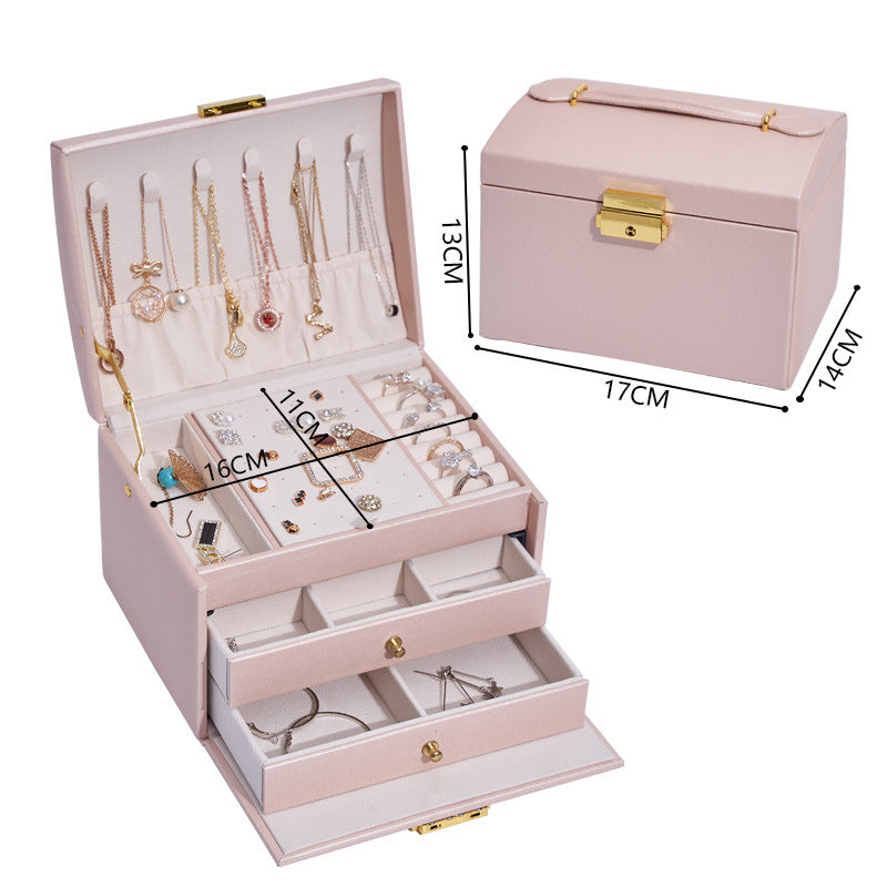 Three-layer Retro Jewelry Box With Lock